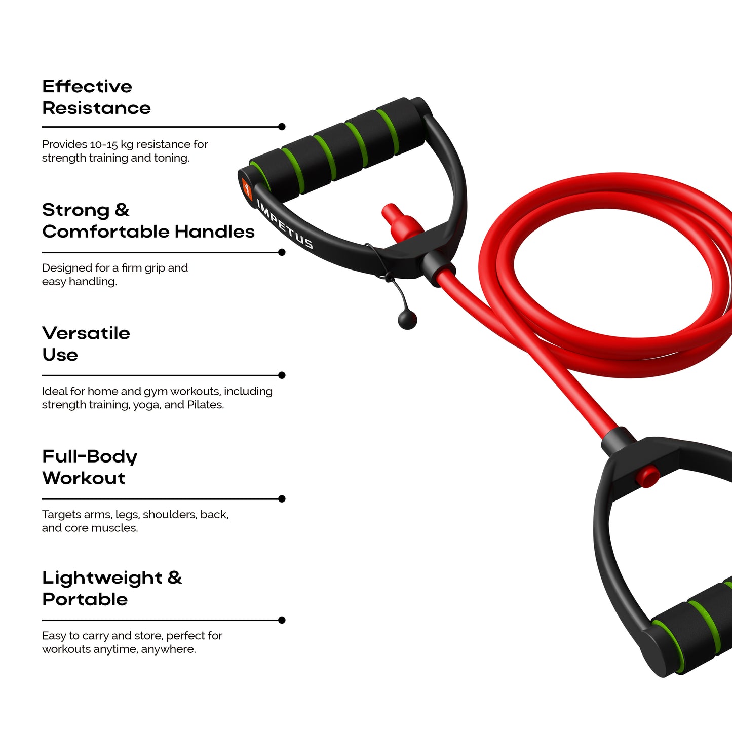 IMPETUS Single Toning Tube | 10-15Kgs Resistance | Unisex | Red