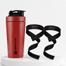 StrengthFuel Combo | Steel Protein Shaker and Deadlift Strap