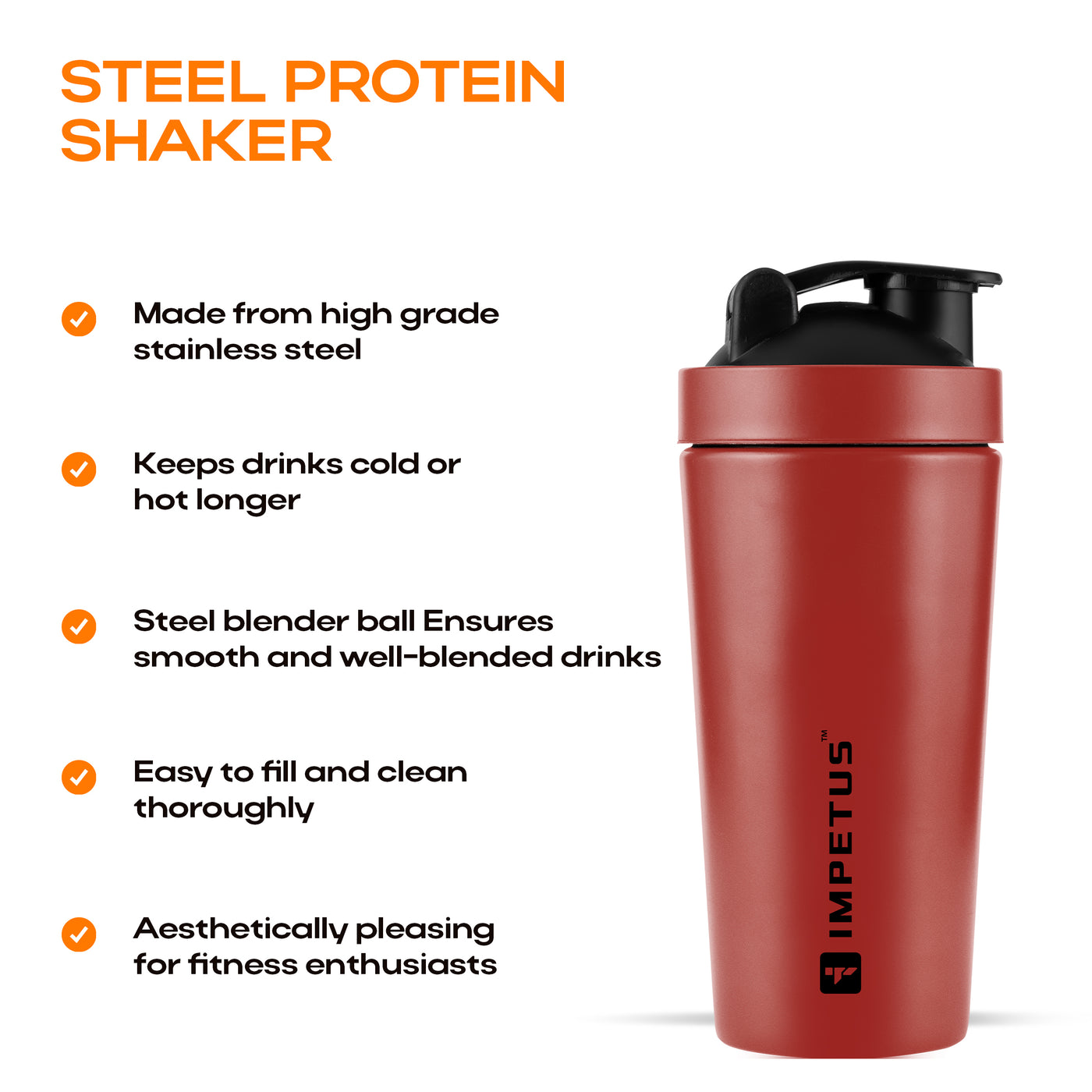 Steel Protein Shaker | 750ml | 1 Unit