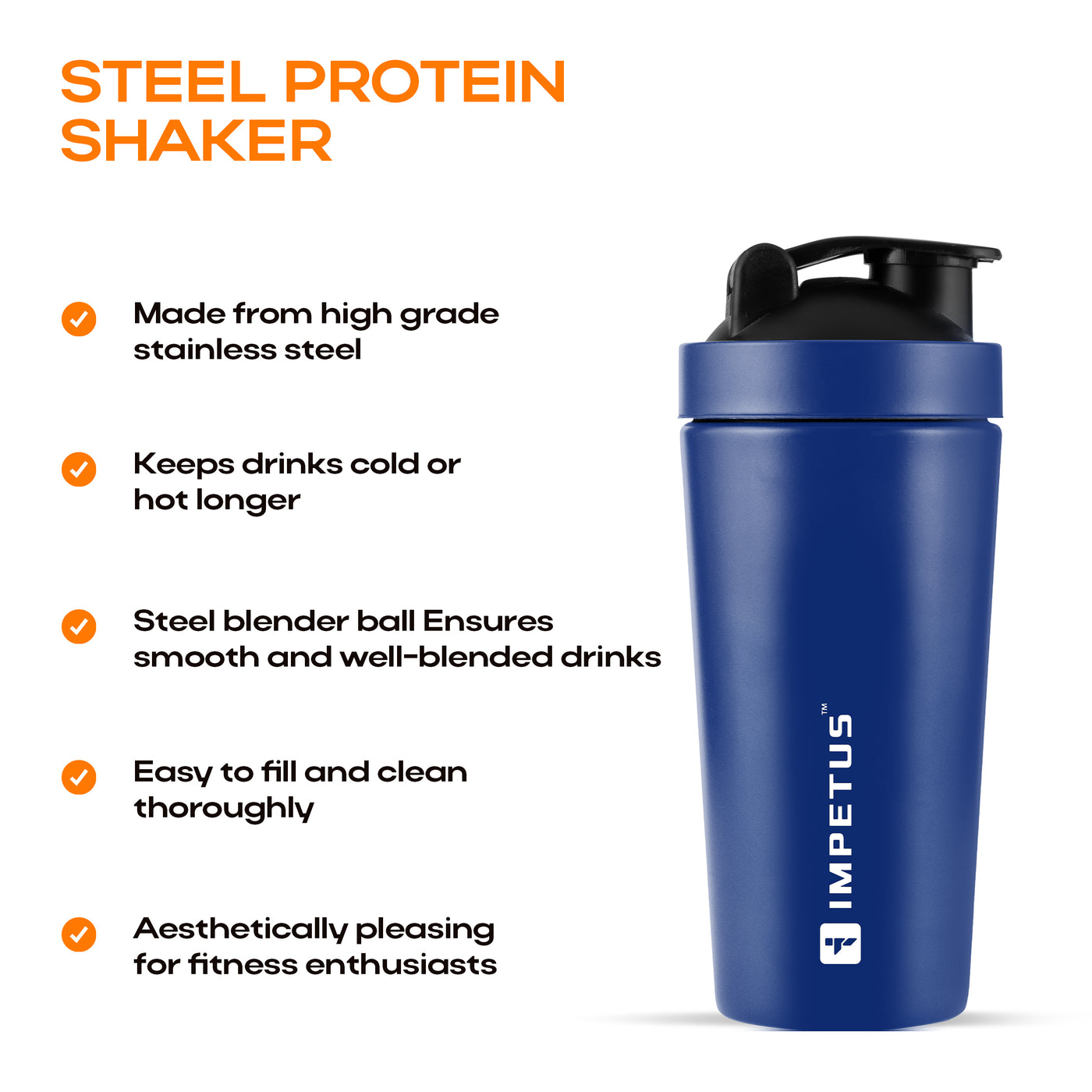 Steel Protein Shaker | 750ml | 1 Unit