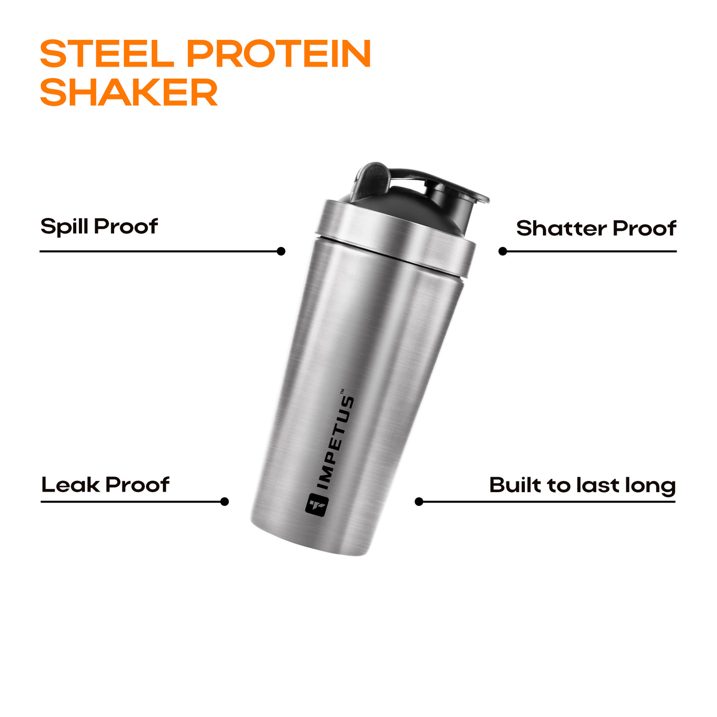 Steel Protein Shaker | 750ml | 1 Unit